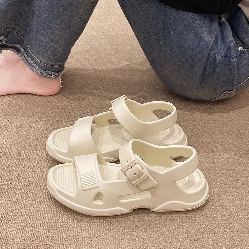 SpringSummer Womens Sandals Flat Casual Jacket Comfortable Breathable Home Solid Color Button Trendy 250321BJ - view 7
