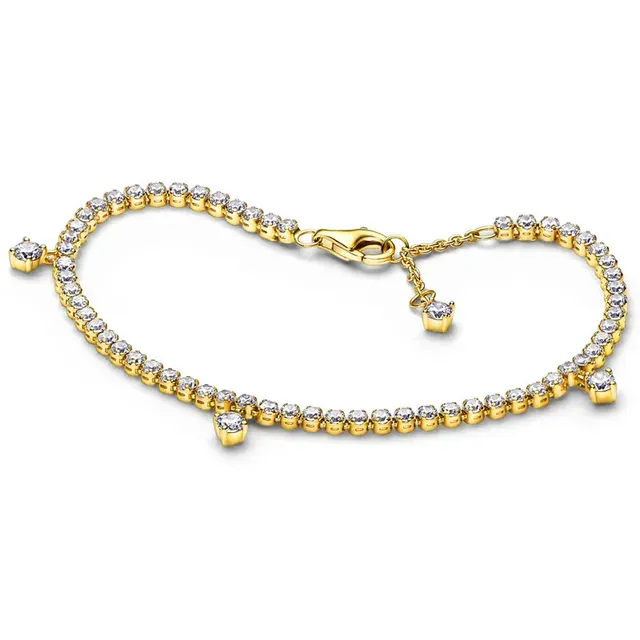 2025 Sterling Silver Dangle Charms New Tennis Bracelet Rose Gold Glittering Heart Ornament Adjustable Pull designer bracelets