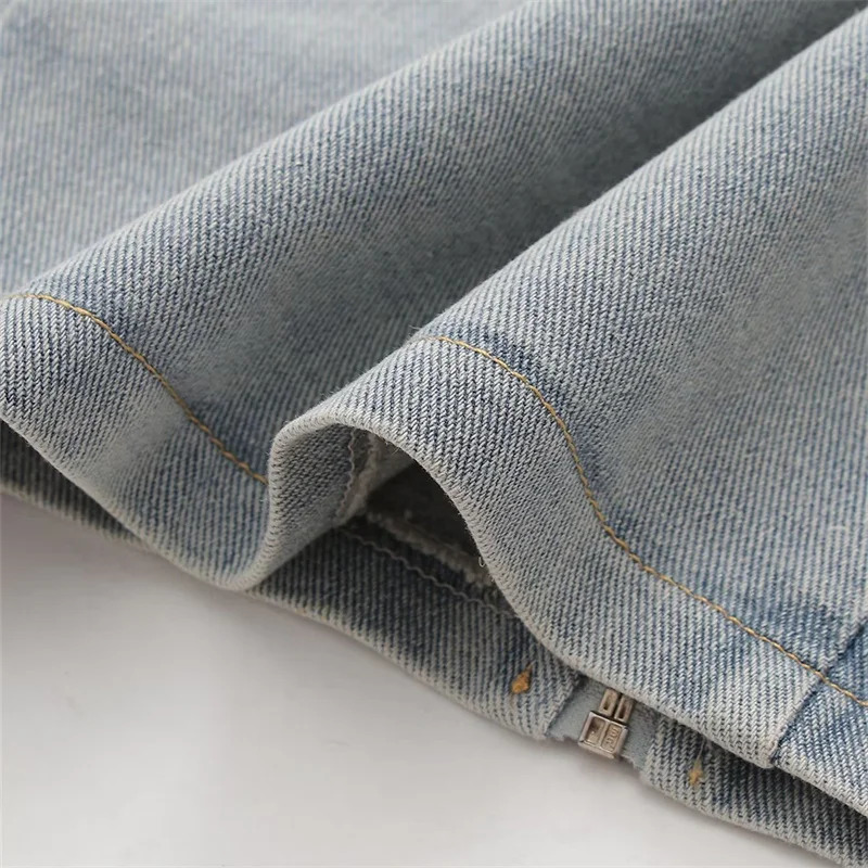 KEYANKETIAN Eyelet Cross Belt Decoration Womens Denim Mini Skirt Y2K Sexy Zip-up Slim Package Hip Stretch Skirt 250320