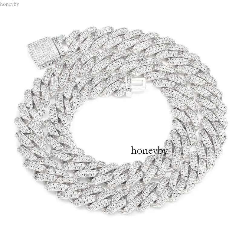 miami cuban k men 14MM wide 2 row dia prong iced out chain necklaces rapper hip hop jewelry designer necklace woman gift for girl