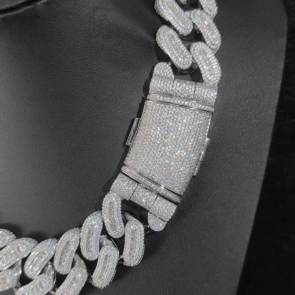 Hip Hop Jewelry 29mm Rectangle Zircon Dia k Necklace Men Iced Out Bg CZ Cuban Chain