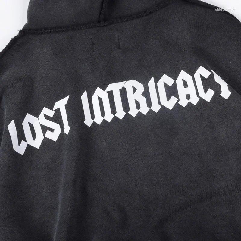 Men's Hoodies Zip-up Cardigan Lost Intricacy Hoodie Vintage Washed Logo Pattern Printed Autumn High Quality Casual Fashion Jackets