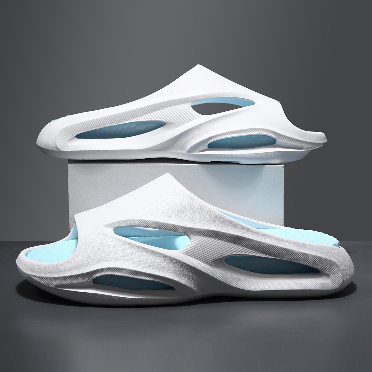 Summer new fashion men's fish mouth EVA slippers, popcorn thick bottom comfortable leisure beach flip-flops