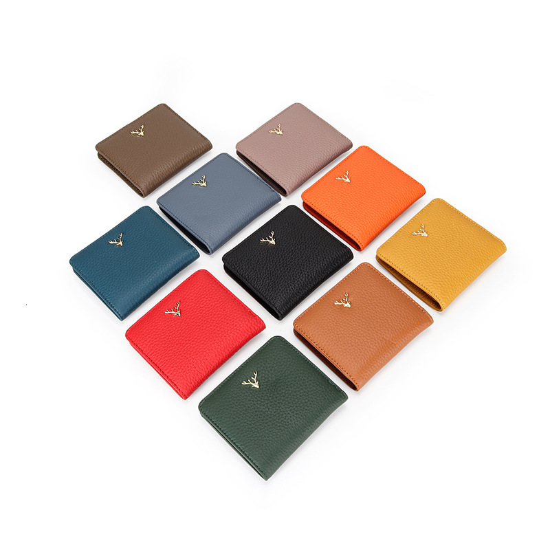 2025S Trend Designer Short Women S Leather Half Fold Money Clip Japanese And Korean Fashion New Cowhide Folding Small Versatile Zero Wallet