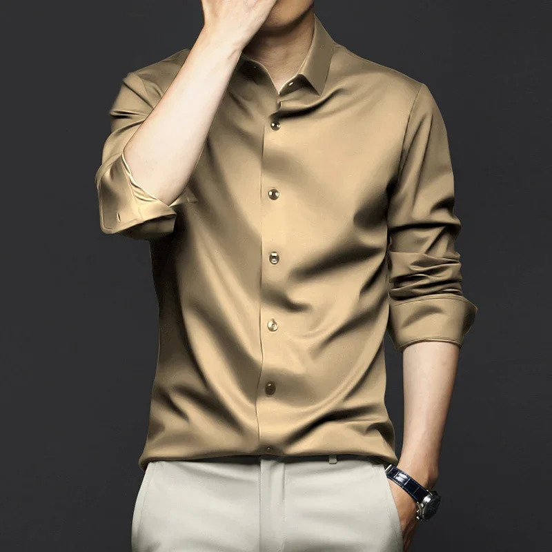 S-6XL Mens Shirt Long Sleeve Non iron Resistant Business Dress High end Professional Casual Suit White Shirt 250320