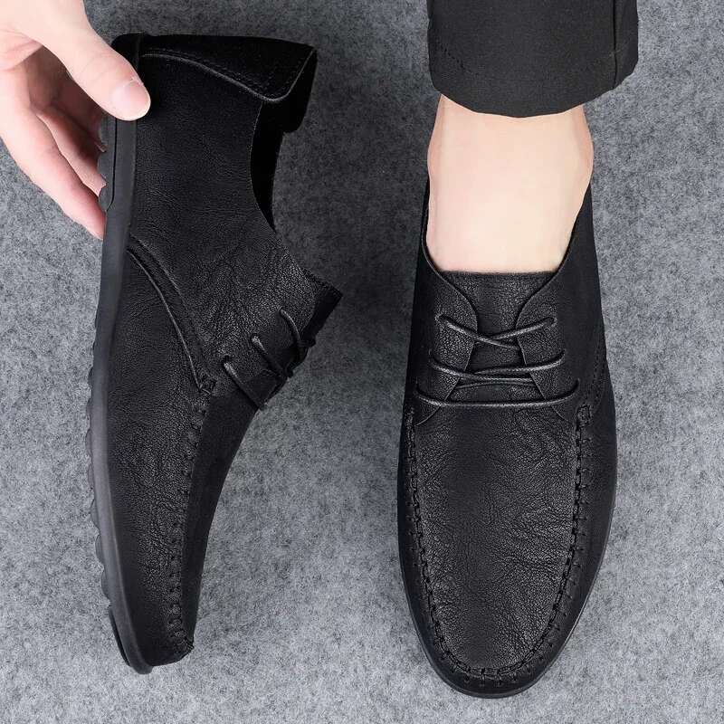 Leather Men Fashion Formal Mens Moccasins Italian Breathable Male Driving Shoes Black Plus Size Atos Para Hombres