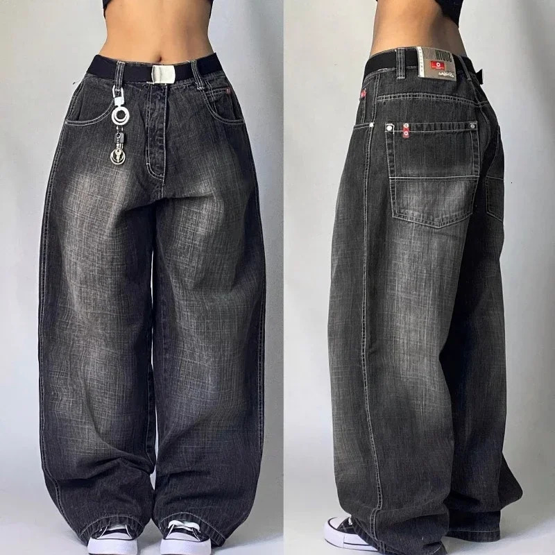 Streetwear Fashion Oversized Print Baggy Jeans Y2K Harajuku Hip-hop Vintage Pop Gothic High Waist Wide-leg Pants Trousers 250320