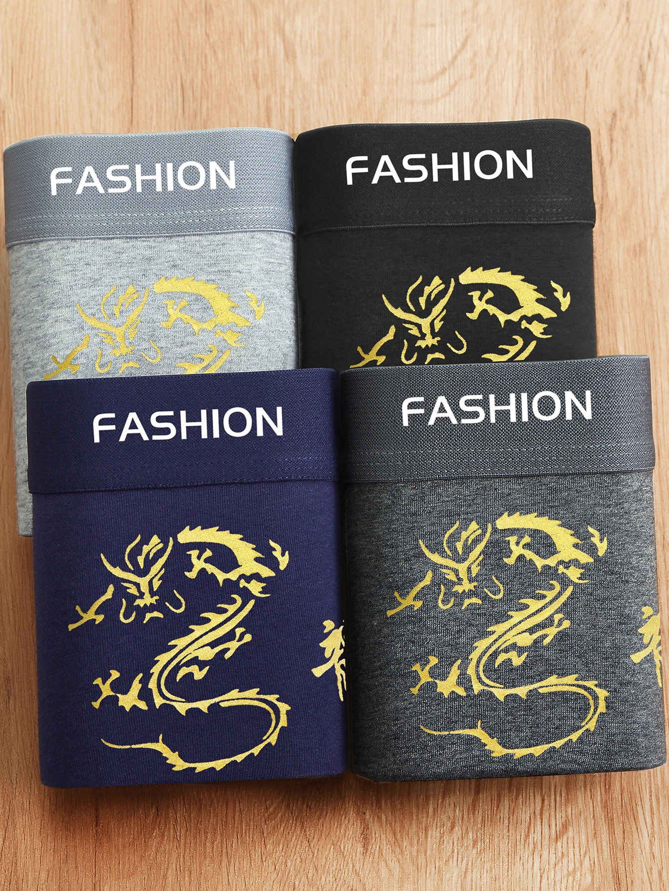 4 pieces of mens underwear Golden Dragon boxer comfortable breathable fashionable and trendy 250320