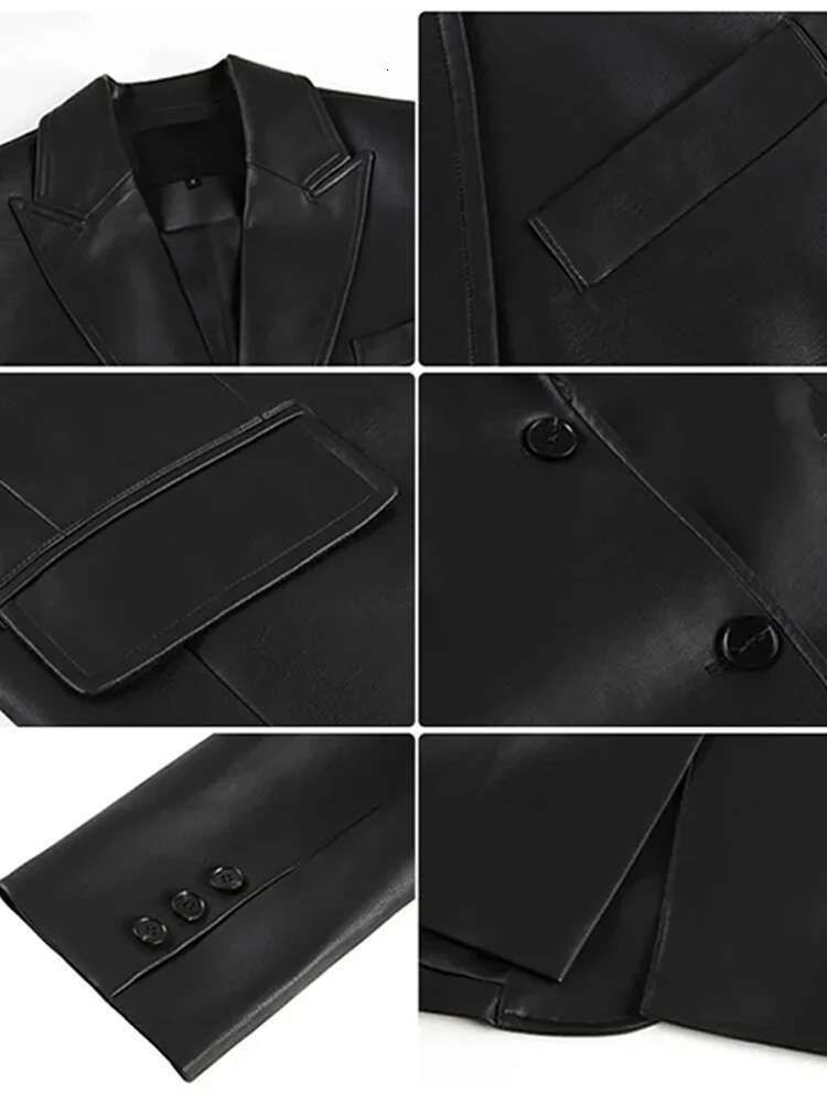 Vintage Women PU Leather Jacket Casual Single-Breasted Long Sleeve Loose Female Coat With Pocket Autumn Chic Ladies Streetwear