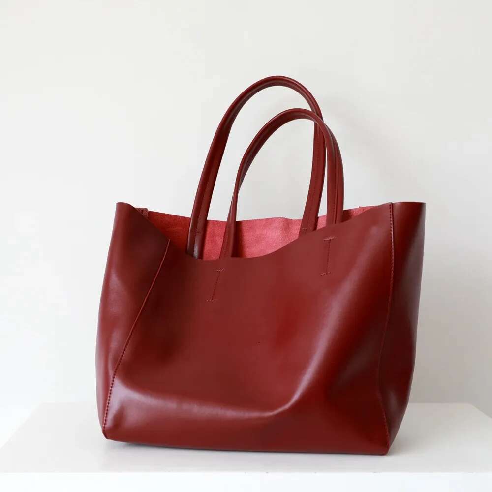 Winter Genuine Leather Women's Shoulder Bag Designer Ladies OL Handbags Female Large Capacity Business Computer Bags