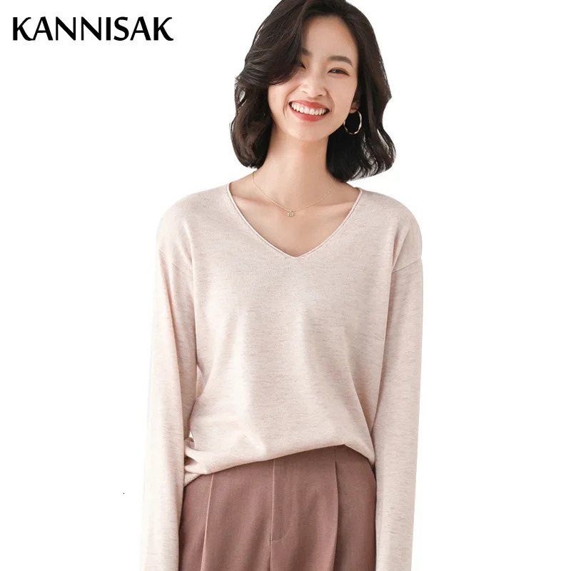 Spring Autumn Womens Sweater Solid Knitwear Korean Loose Female Basic Casual Jumpers Stretch Pullover Sky Blue Pink Sweater 250319