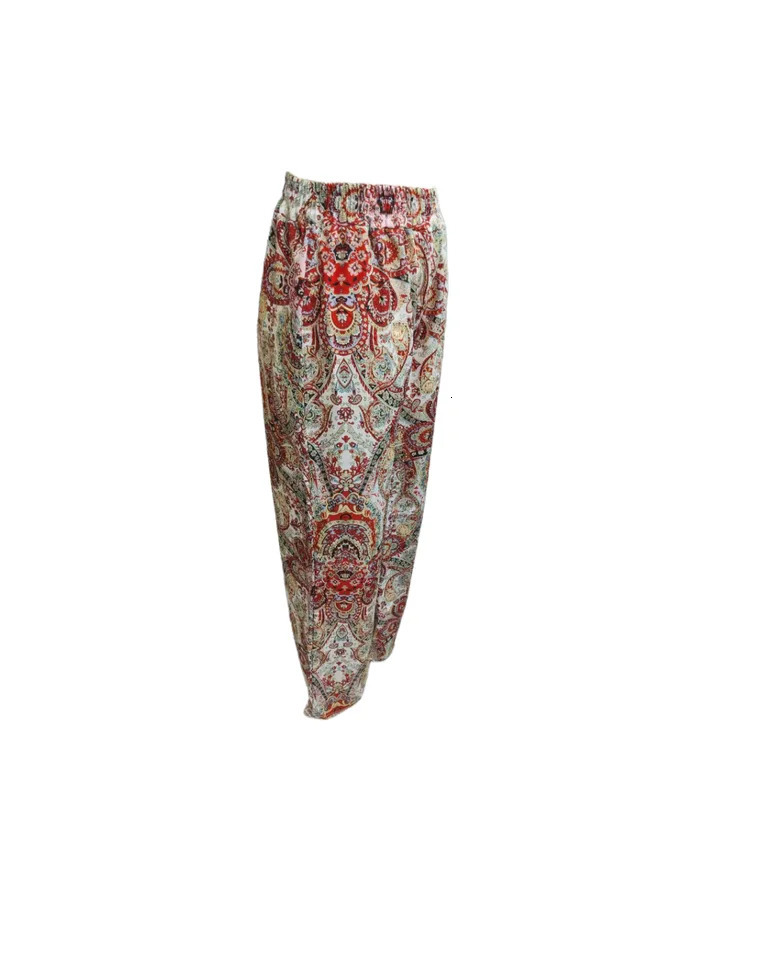 Bohemian style Paisley printed casual wide leg pants for women 250320Z