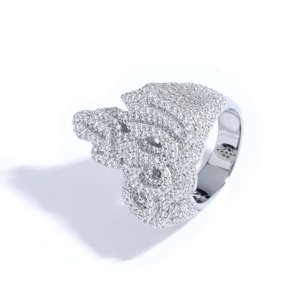 NUOYA New Design Iced Out Diamond Allah Ring Hip Hop Jewelry Fashion Brass CZ Fire Ring For Men Women