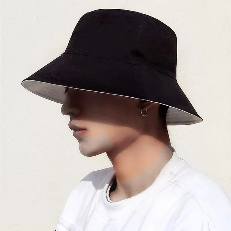 Enlarged Deepening XXL Size 63cm Bucket Hat Women Big Head Double-sided Fisherman Hat Men Large Size Large Hip Hop Sun Hat 250320