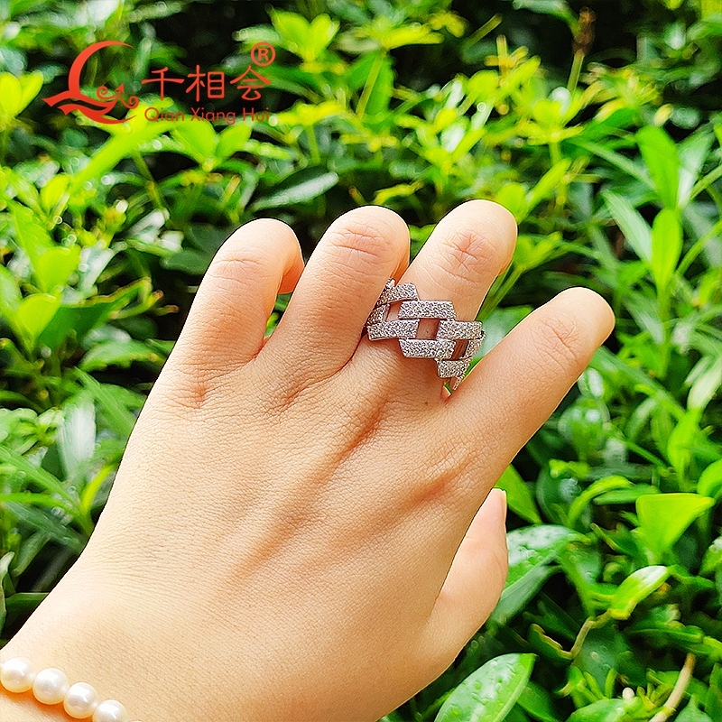 14mm Sterling 925 Silver two rows solid hip hop Moissanite Ring Men women Round Brilliant Diamonds Engagement Male Jewelry