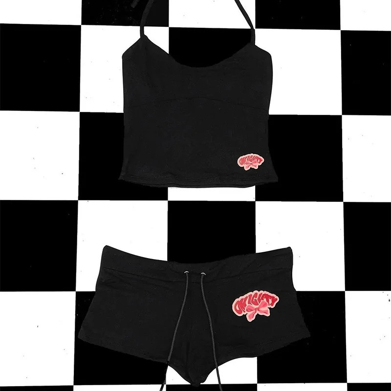 Y2k Crop Top Graphic Letter Print Grunge Streetwear Harajuku Camis Casual Summer Camis EmoGirl Aesthetics Women Shorts Sexy Pant 250320
