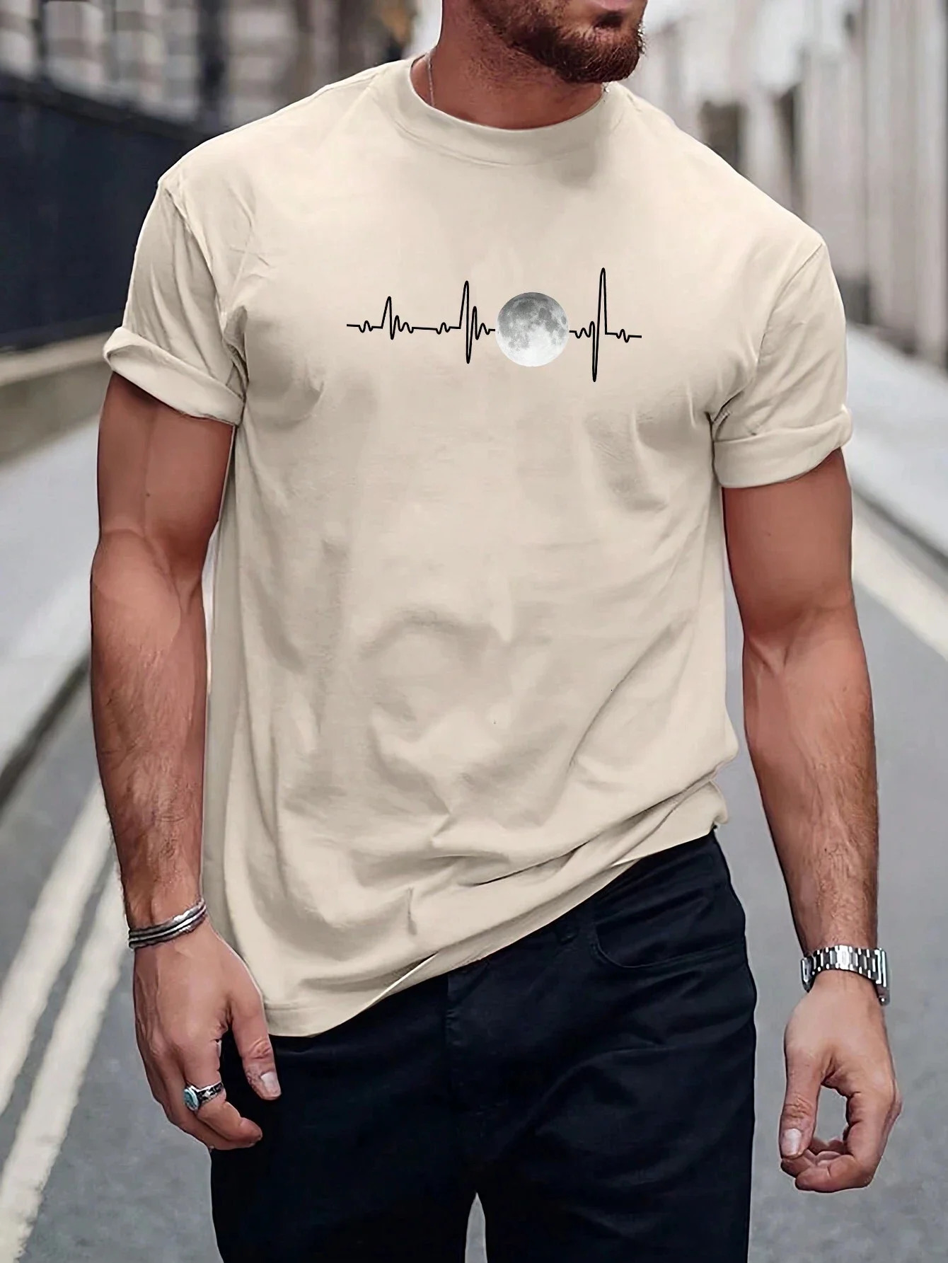 Moon Men Cotton Tshirt fashion plus size top casual short sleeved street clothing classic print arrival S4XL 250312