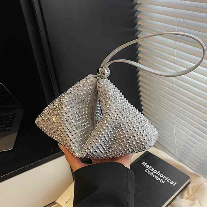 Clutch Banquet Bag for Women Summer New Luxury Shiny Diamond One Shoulder Underarm Bags Temperament Personality Party Handbags R250321