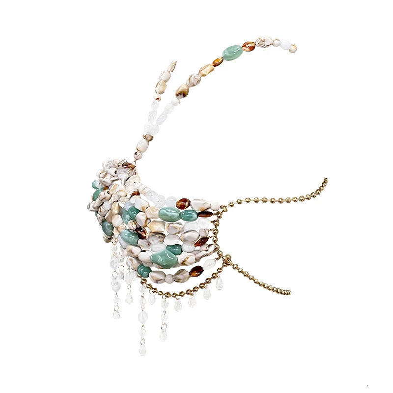 Sexy Girls Island Vacation Jewelry Bra Colorful Different Shapes Gem Hollow Metal Tassel Handmade Beaded Body Accessories 250320