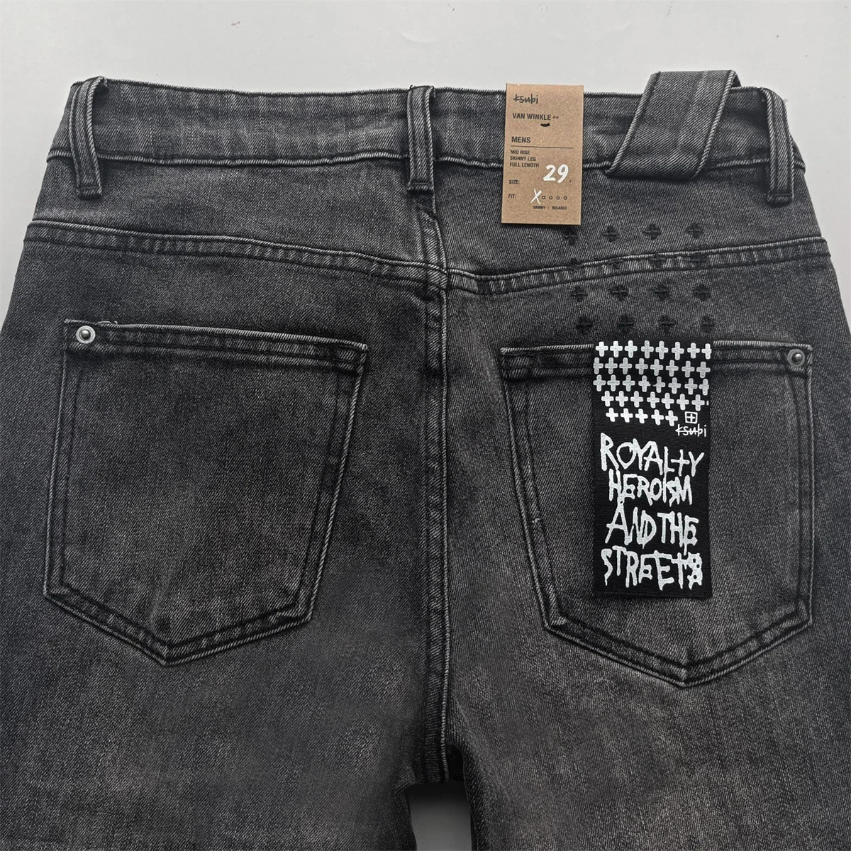Cross Jeans Men fashion Retro Black Gray Paint Hole Trend Low Rise Stretch Skinny Pants Pleated Ripped Frayed Jeans 250320