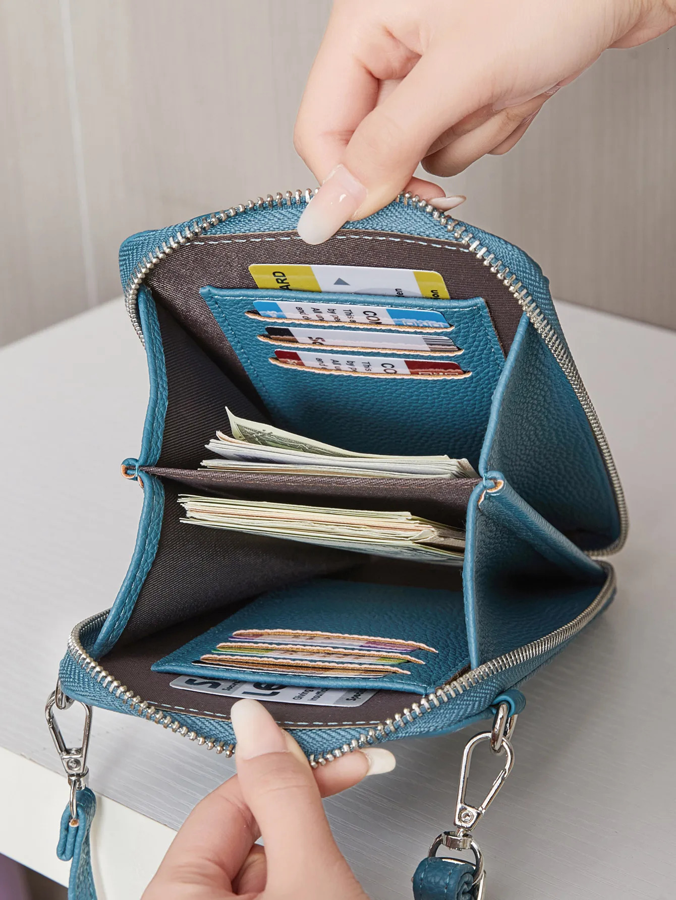 PU Soft Leather Womens Handbag Fashionable Multi functional Phone Bag Diagonal Strap Single Shoulder Coin Wallet 250314