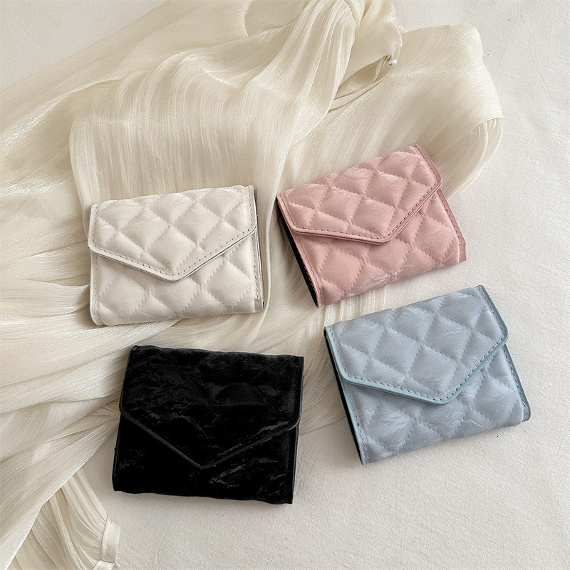2025S Trend Designer Mini Wallet Small Square Spring And Summer New Style Western S With Dia Grid Embroidery Thread Handheld Card Bag For Women