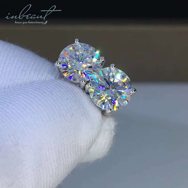 Sier Original Total 8 Carat Round Brilliant Cut Dia Test Past D Color Moissanite Stud Earrings for Women Fine Jewelry