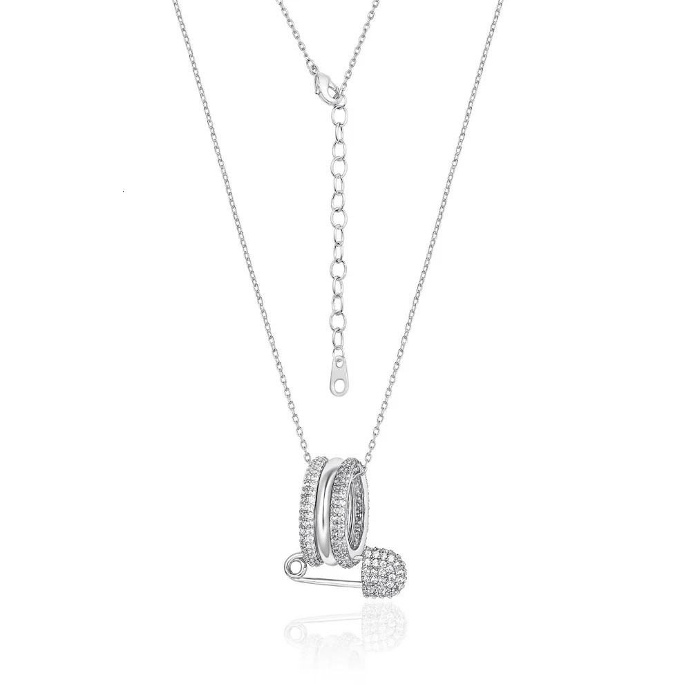 Safety Pin Necklace For Women Sparkling Simple Pendant Necklace Trendy Cute Jewelry Gift 250313