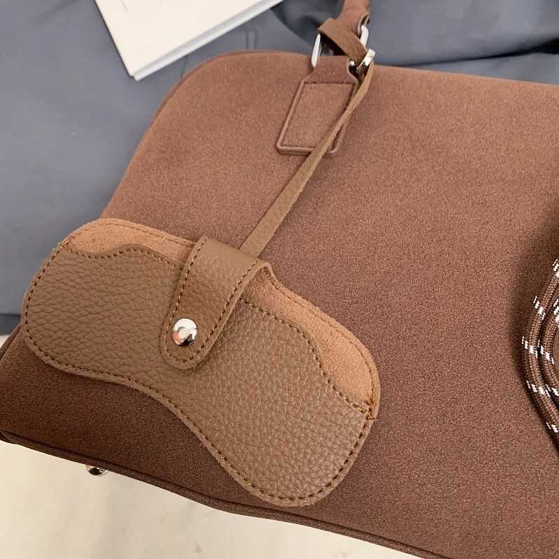 Large size womens bowling bag suede solid color large capacity shoulder cross body bag with long strap 2024 luxury designer handbag Y250319