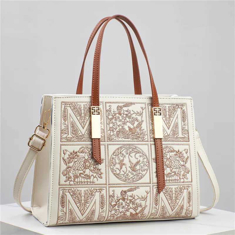 Bateli 2025 Spring Geometric Embroidery Handbag Cross body with Zipper Pocket (8 Colors) PU Leather Womens Wallet Y250319