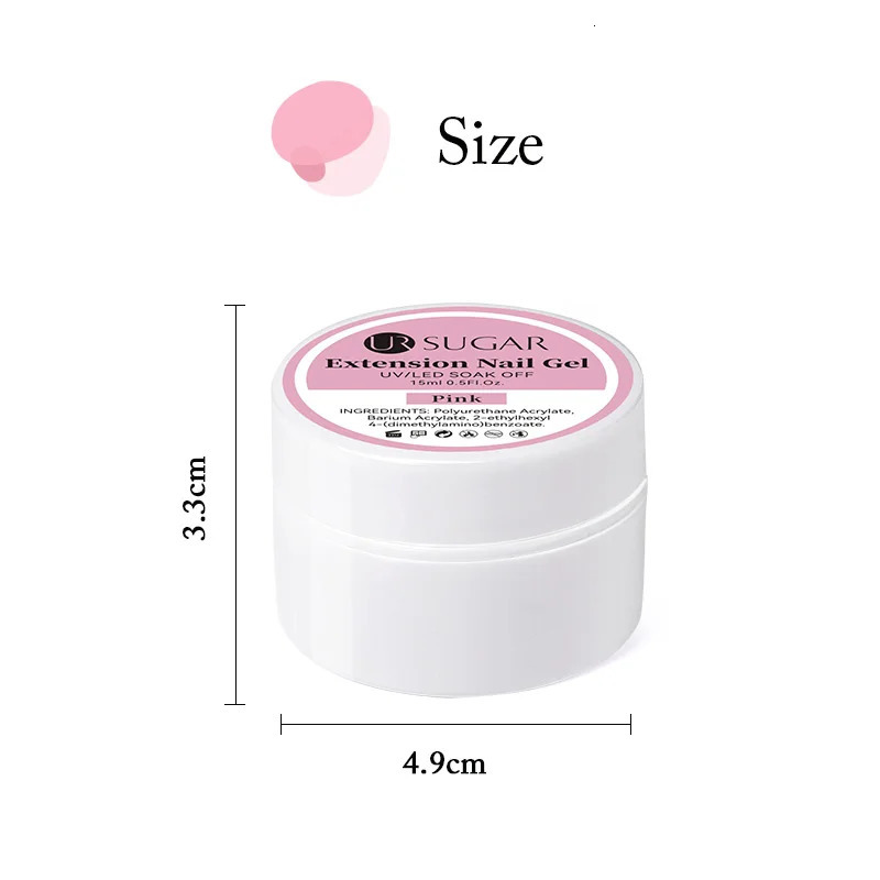 UR SUGAR 15ml Box Extension Nail Gel Jelly Pink White Clear UV Gel Hard Gel Extension Gel Nails Finger French Nail Art Manicure 250319