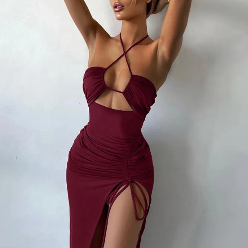 Fashionable and sexy split dress womens summer black sleeveless backless hollow party lace camisole ultrathin elegant 250320