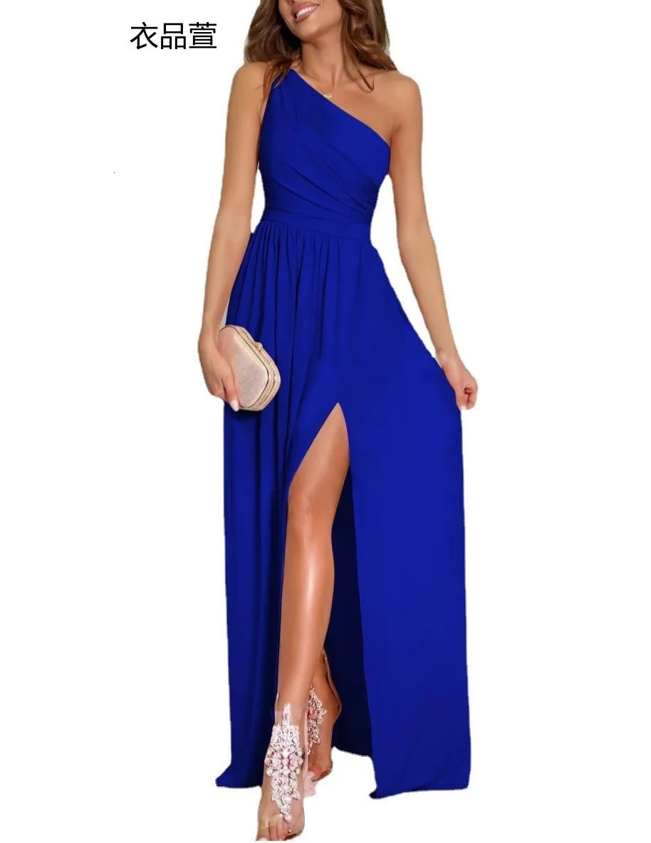 Womens Elegant y Evening Dress Party Ball Wedding Club Graduation Backless Sleeveless Single Shoulder Maxi Sexy Vestido 250320