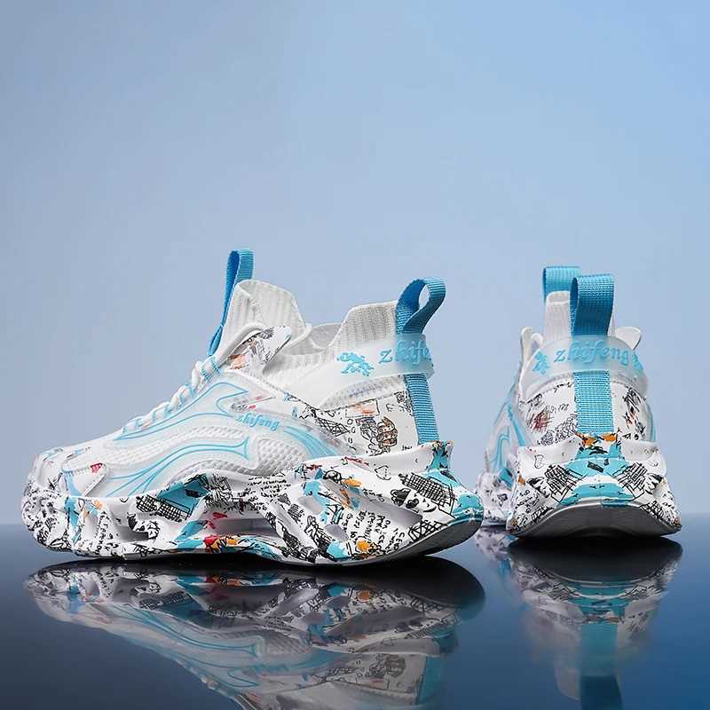 High Street Graffiti mens sports shoes Wen lightweight silver wing running shoes Cfy cushioned socks sports walking shoes M shoes Y250320