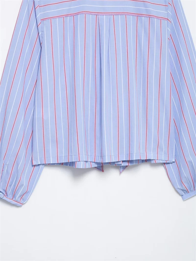 Womens Spring Butterfly Knot Decorative Striped Shirt Casual Edition Cute Womens Button Free Sexy 250320