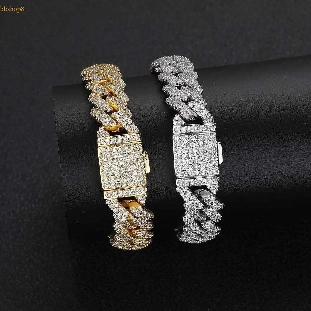 iced out k bracelet for men micro inlaid bg dia 10mm 12mm 14mm width cuban chain bracelets hip hop mens designer jewelry woman Christmas gift