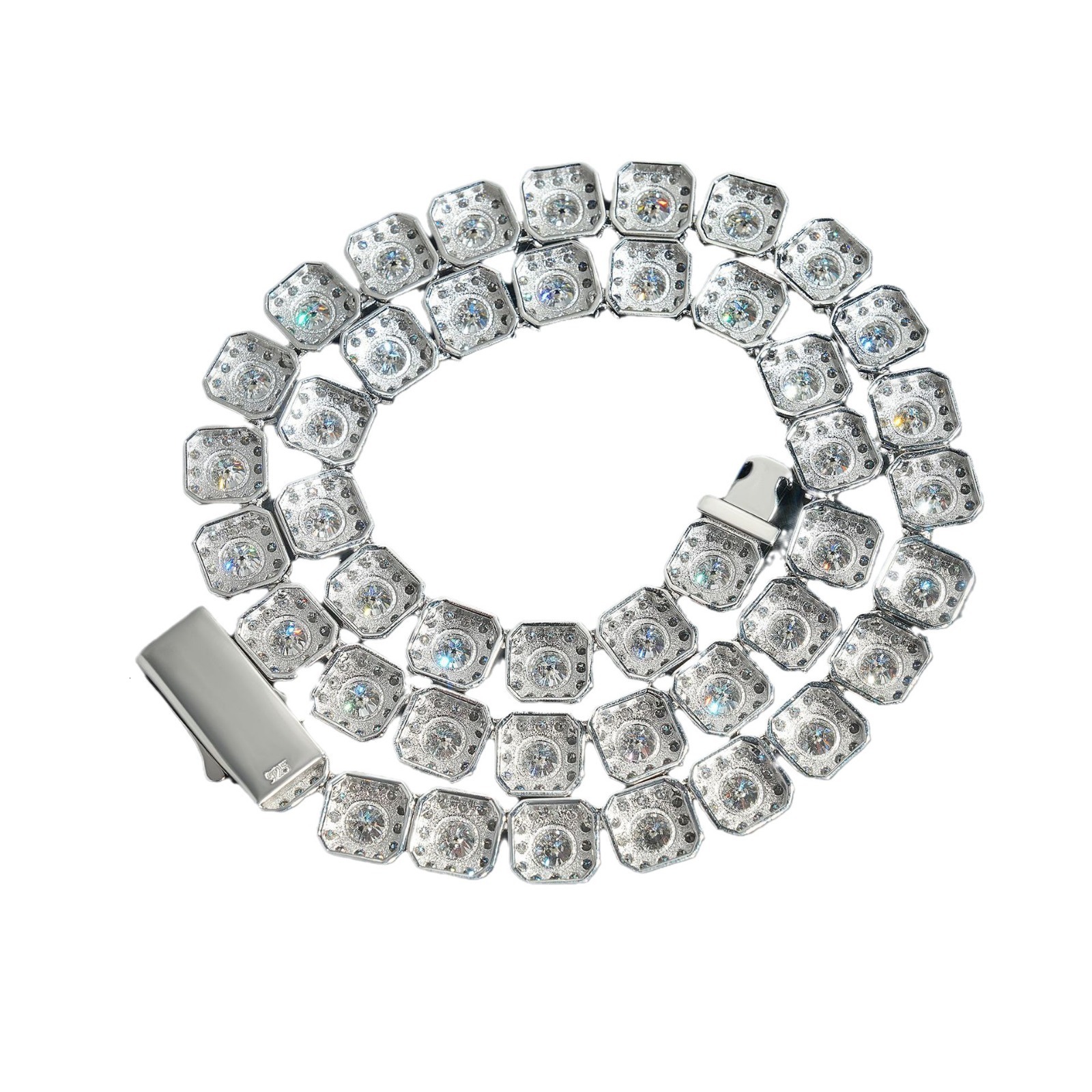 Cuban Chain 10mm Wide Full Mosantine S925 Silver Diamond Cuban Chain Tidal Brand Accessories