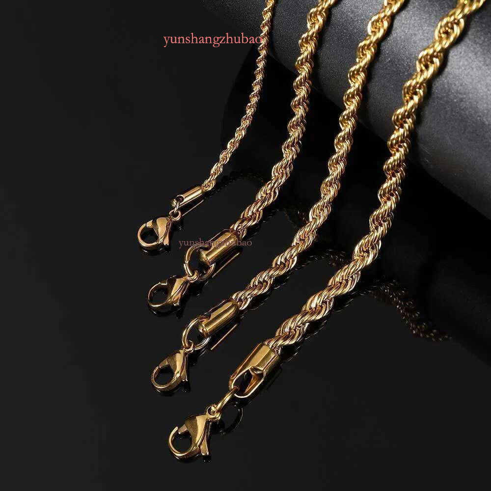 designer jewelry women gold necklace High Quality Gold Plated chain Stainless Steel Necklace For Women Men Golden rope chains gift 2-5mm