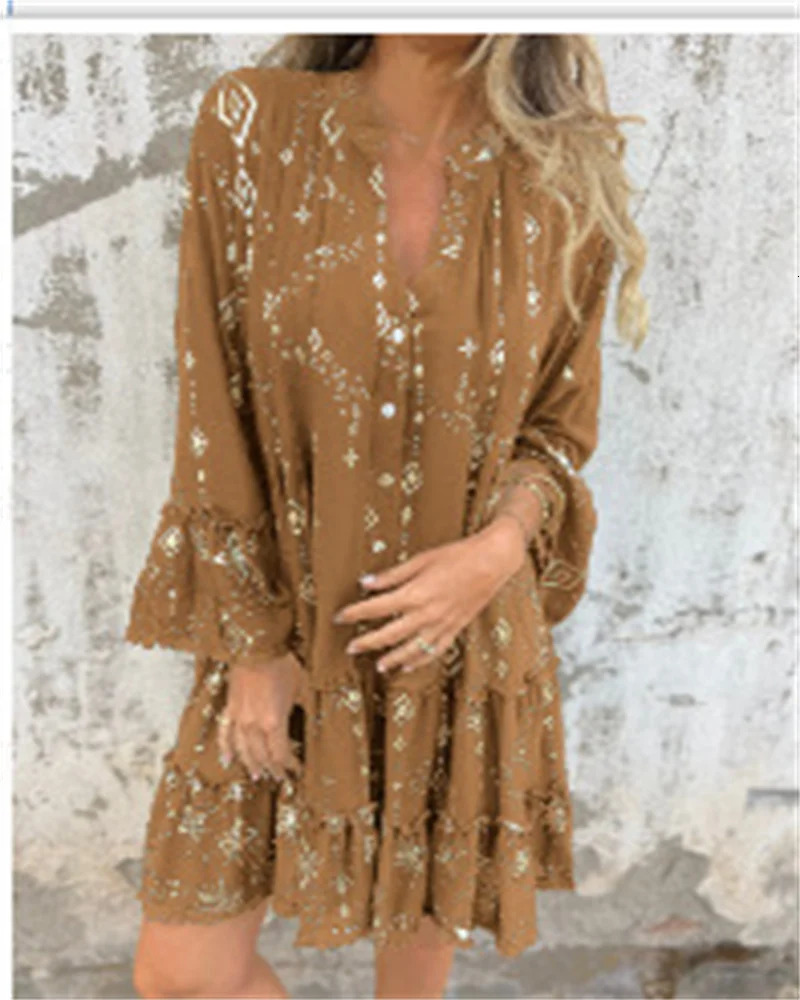 Plus Size Autumn Winter Fashion Casual Solid Color Embossed Fashion Trumpet Lace Sleeve Hollow Out Plus Size Dress Womens 250320