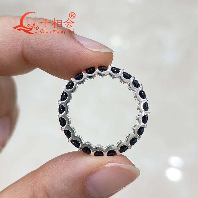 0.1ct 3mm black color round moissanite diamond ring s925 silver Eternity Band jewelry Engagement Ladies men