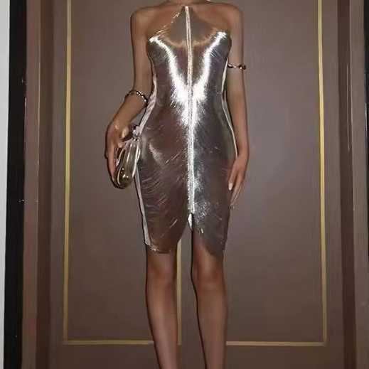 Fashion Tassel Hanging Neck Open Back Dress New Product for Spring/Summer 250315