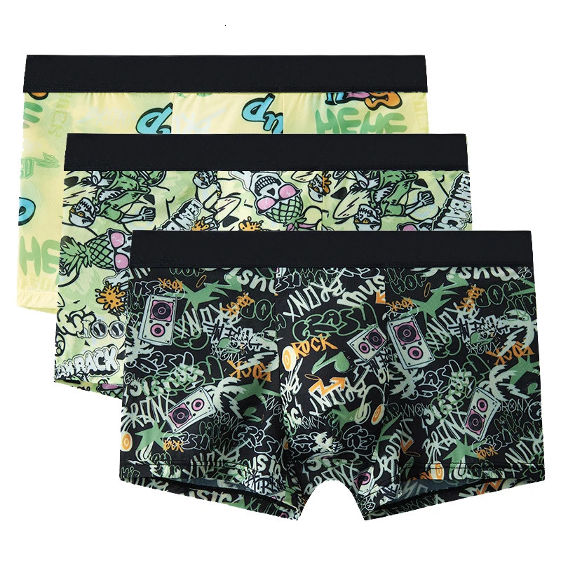 Sexy Man Underwear Breathable Flat Corner Green Cute Men PantsFashionable Mens Boxer Shorts Size 4XL Briefs 250320