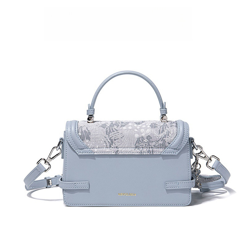 2025S Fashion Designer MENGLISHA New Blue Embroidered Women S Bag Niche And High End Single Shoulder Crossbody Small Square Bag