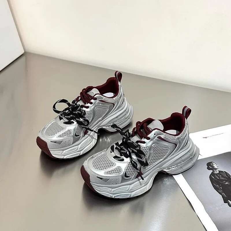 2025 Autumn High-grade Two-color Shoelaces Thick Sole Lightweight Casual Heightening Women's Shoes Sneakers Women