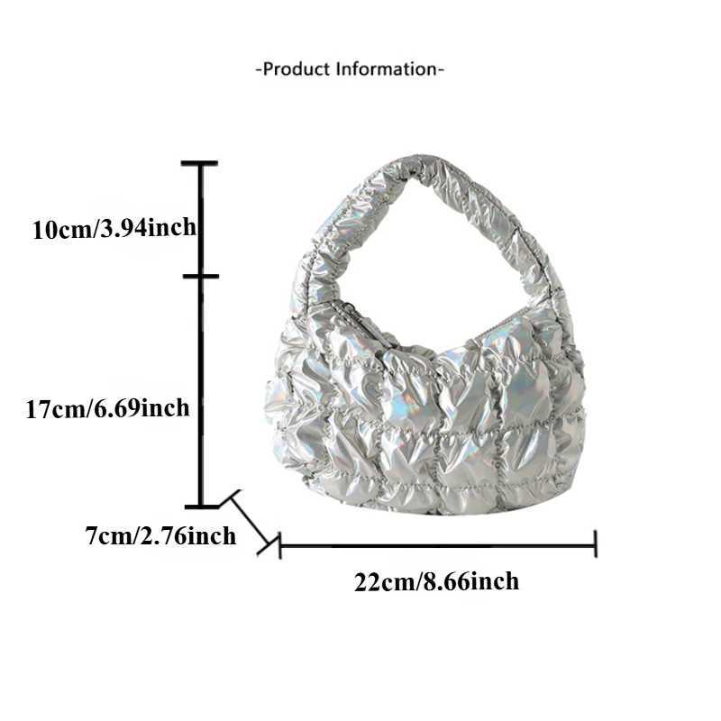 2025 Spring New Korean Temperament Peplum Bag Fashion Premium Feeling Silver Mini Underarm Bag Pleated Clutch Tote Handbag Y250320