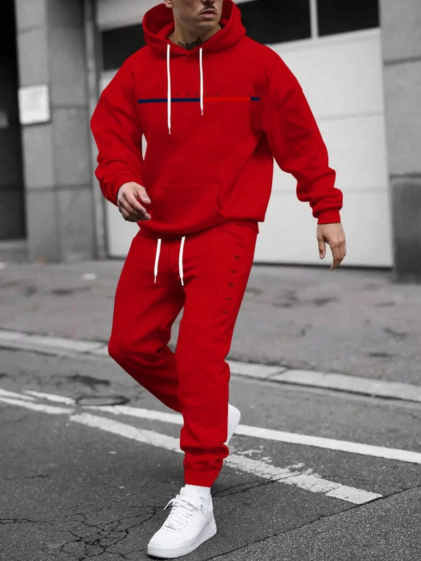 Tracksuit Sets Mens Casual Fleece Warm Hoodies Pants 2PCS Mens Long Sleeve Sport Suit Male Pullover Hoodies Sports Clothing 250321