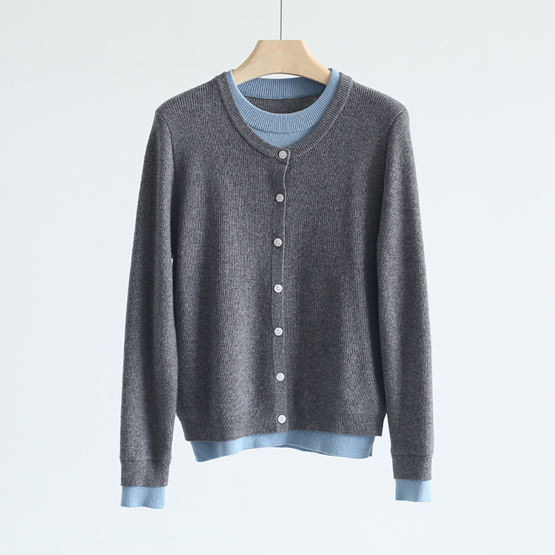 VNBB02 Spring and Autumn new fashion short section loose round neck sweater female niche design sense long-sleeved high-waisted thin section of the to