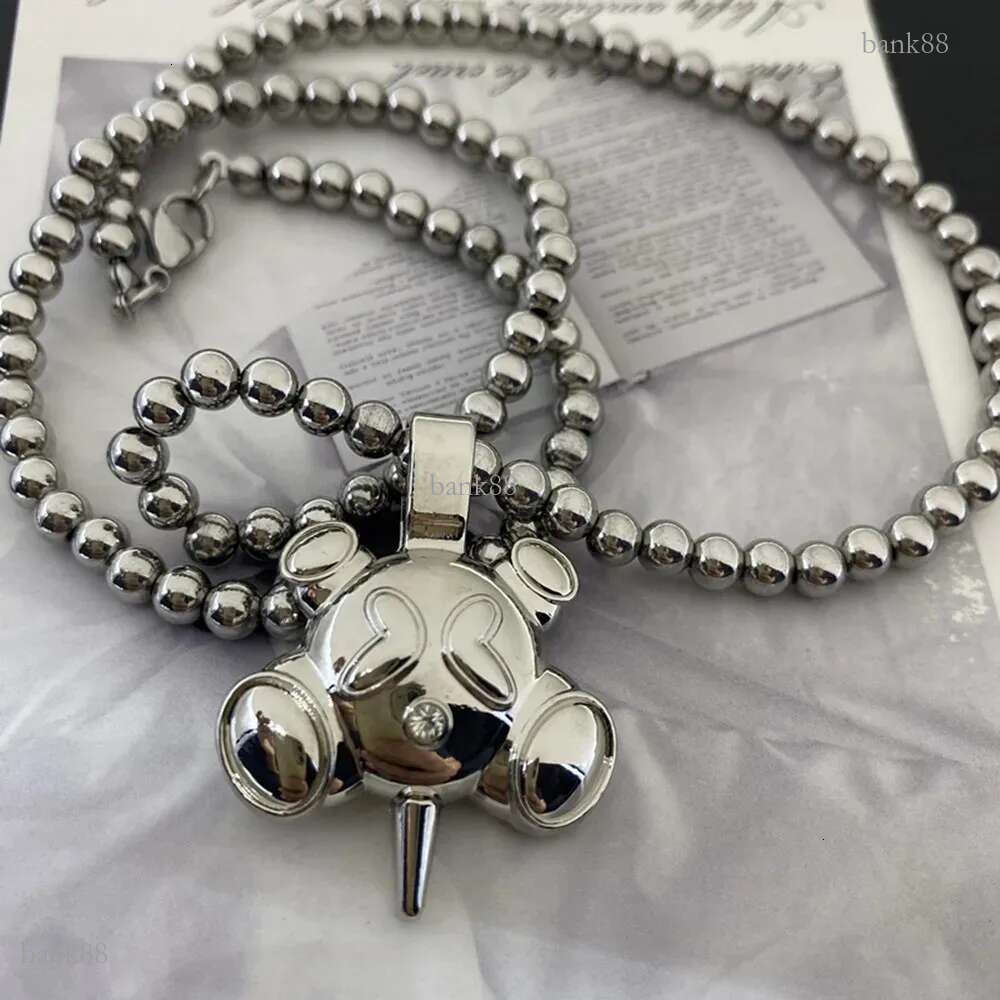Hip hop style stainless steel bead chain four corner ball necklace fashionable mens and womens niche necklace gift 240924