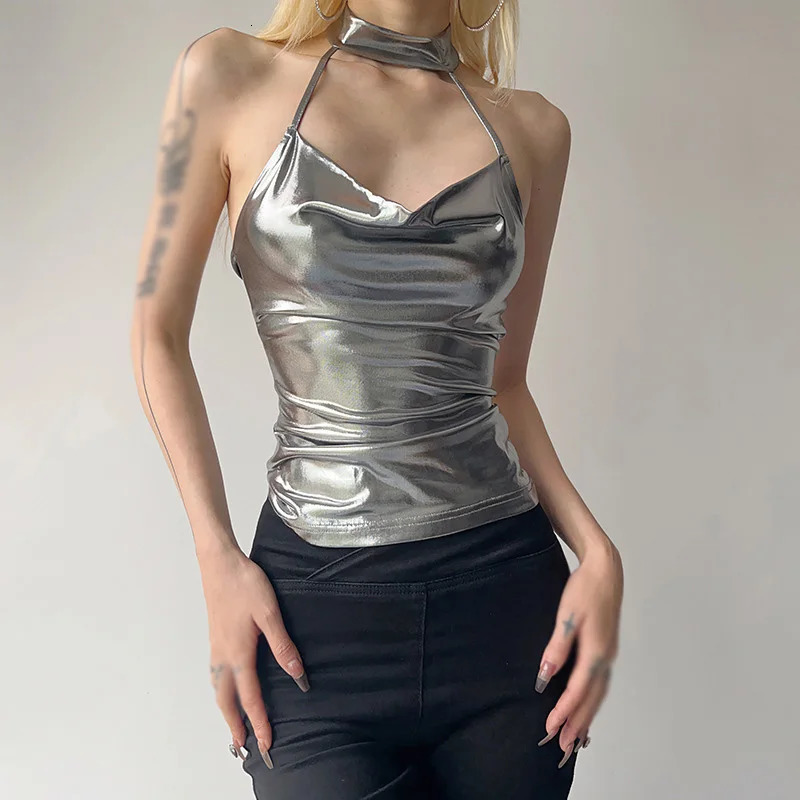 Sliver Crop Tops Sleeveless Slim Tank Top Summer Fashion Cute Y2K Casual High Street Cami Clothes 250320