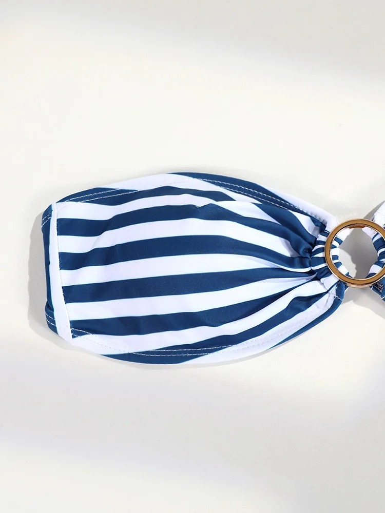 Bandeau bikini set womens swimsuit sexy striped bikini swimsuit Bandage Brazilian beach wear swimsuit 250317